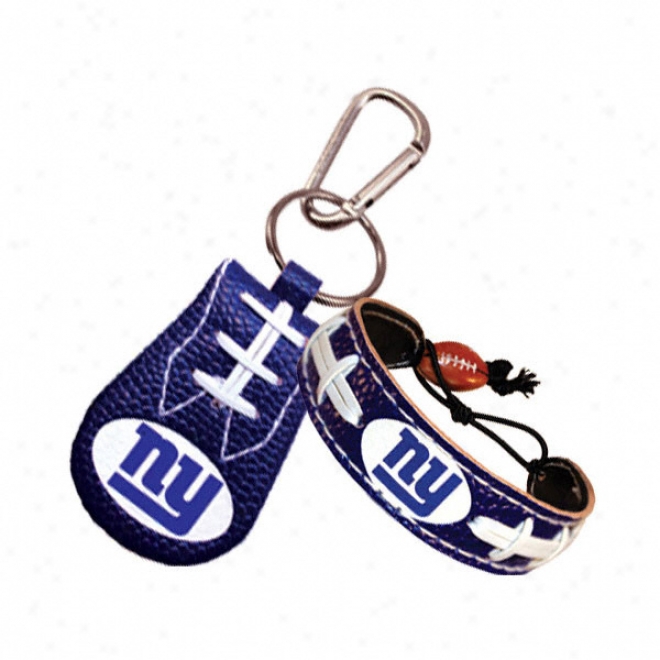 New York Giants Team Color Bracelet & Keychain Set