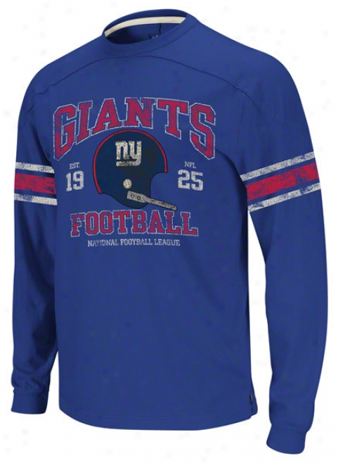 New York Giants Vintage Appliqu Long Sleeve Blue T-shirt