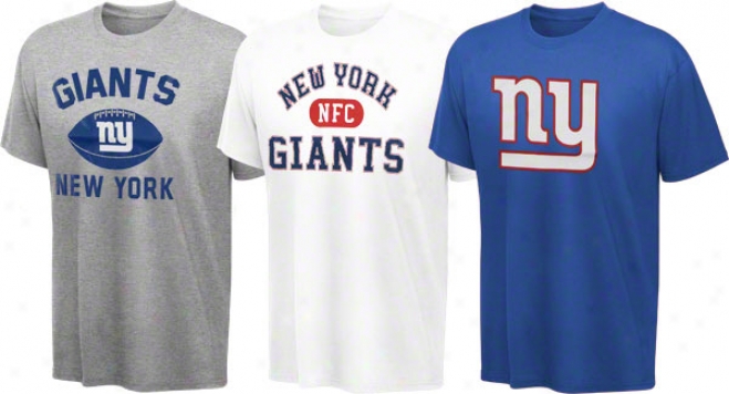 New York Giants Youth Blue, Wyite, Grey 3-tee Combo Pack