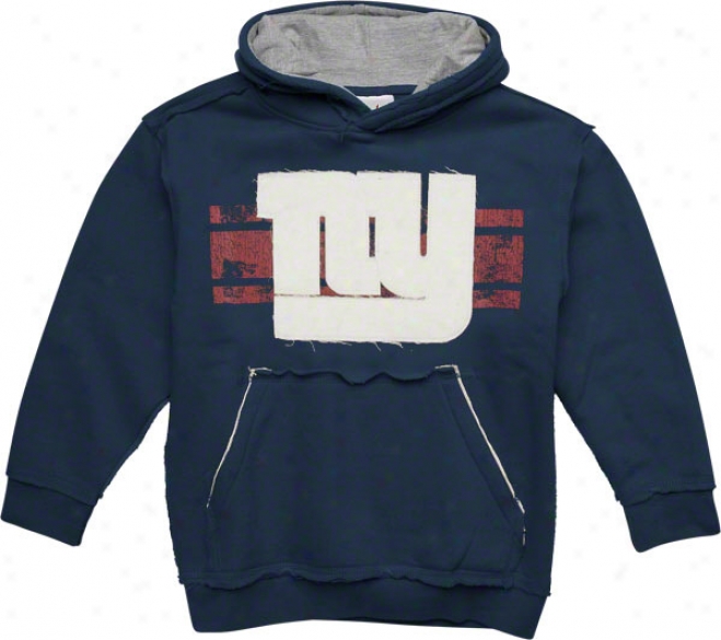 New York Giants Youth Twill Striped Logo Cover fleecily Hooded Sweatshirt