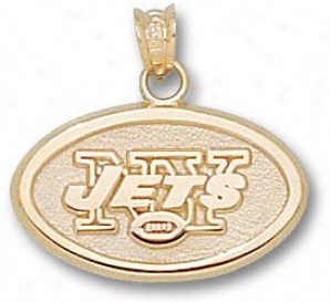 New York Jets 10k Gold Oval Logo 1/2'' Appendix