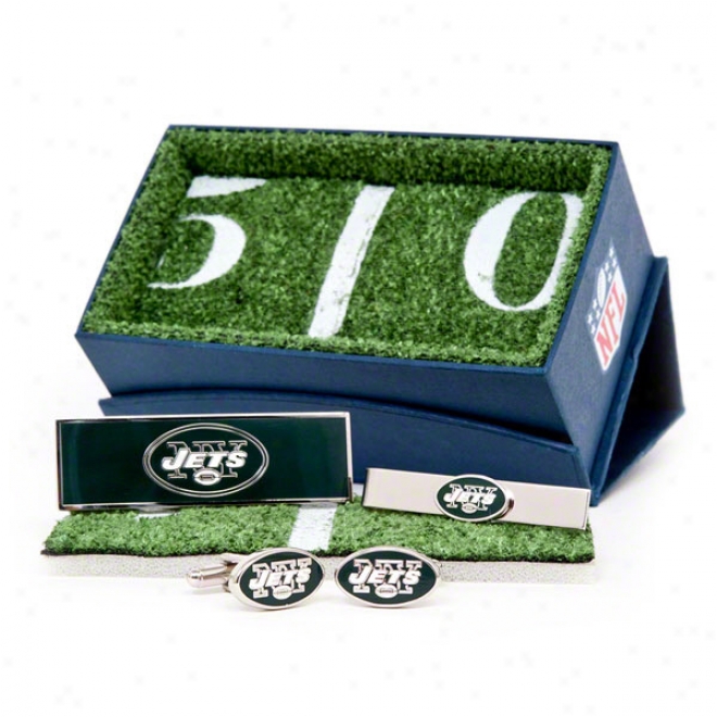 New York Jets 3-piece Gift Set: Money Clip, Cufflinks & Tie Bar