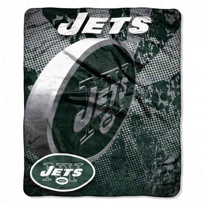 New York Jets 50x60 Grunge Micro Raschel Throw