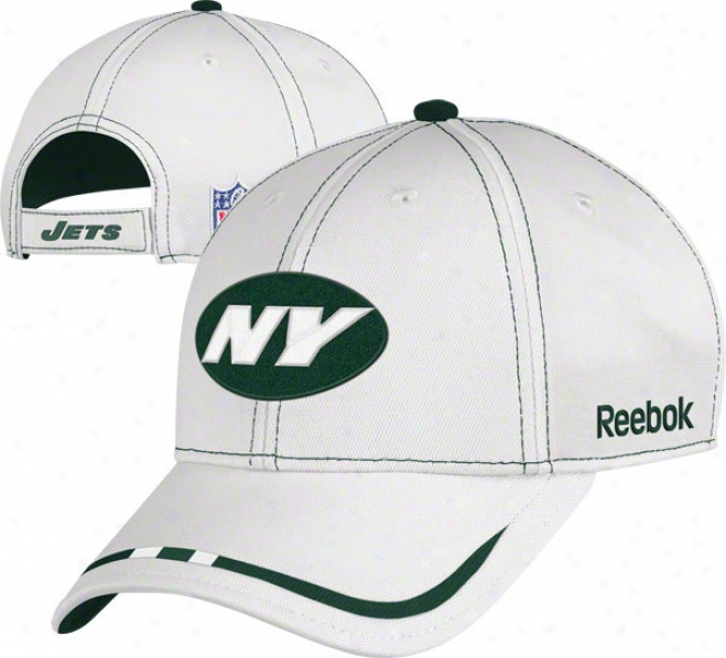 New York Jets Adjustable Hat: 2011 Coaches Sideline White Pique Structured Hat