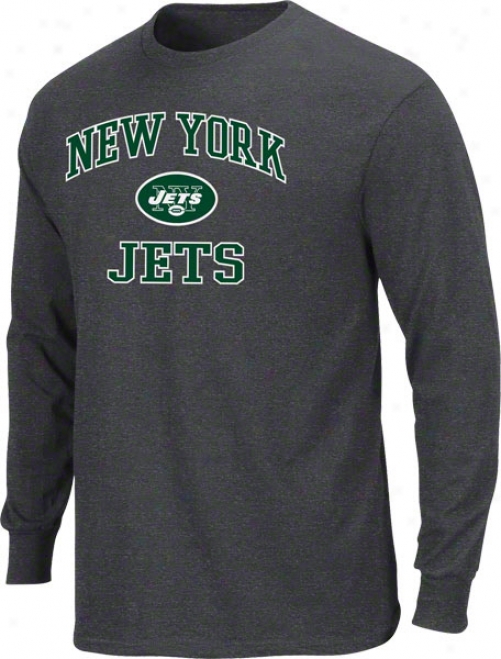 New York Jets Charcoal Heart And Soul Ii Lingering Sleeve T-shirt