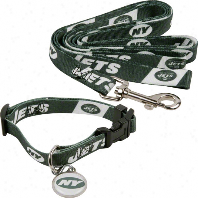 New York Jets Dog Collar & Leash Set