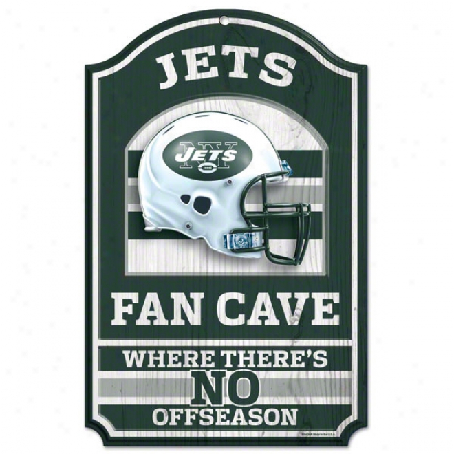 New York Jets Fan Cave 11x17 Wood Sign