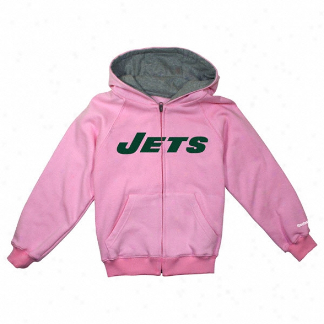 New York Jets Girls (4-6x) Pink Sportsman Full-zip Fleece Hoided Sweatshirt