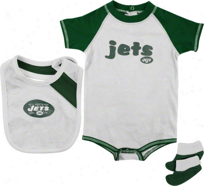 New York Jets Infant Creeper, Bib, And Bootie Set