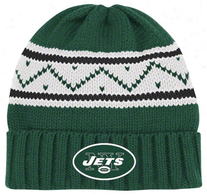 New York Jets Join Hat: Jacquard Cuffed Knit Hat