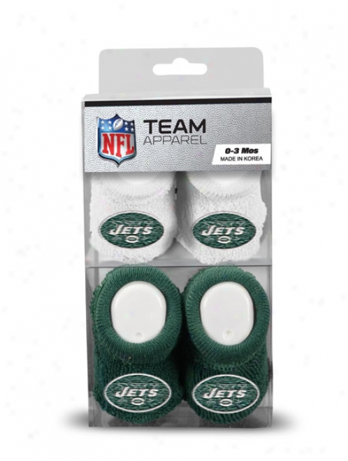 New York Jets Newborn 0-3 Months Green And WhiteN fl Booties 2 Pack