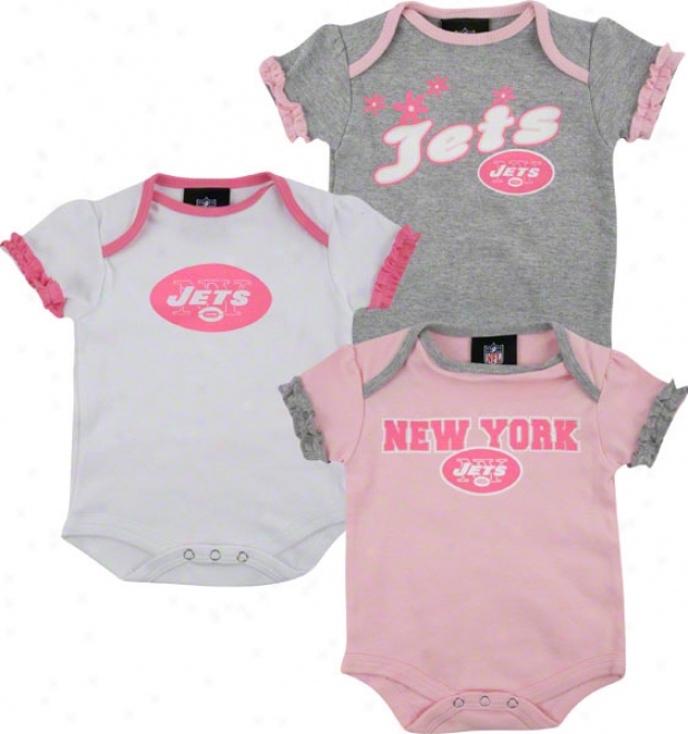 New York Jets Newborn 3-piece Pink Creeper Set