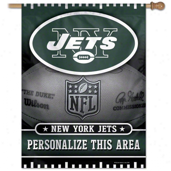 New York Jets Personalized Perpendicular Flag: 27x37 Banner