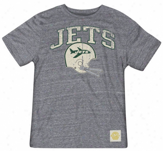 New York Jets Retro Sport Button Hook Tri-blend T-shirt