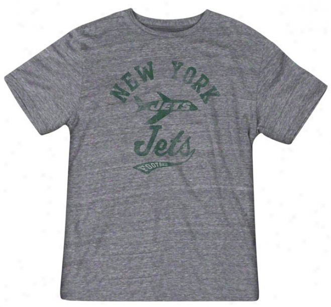 New York Jets Retro Sport The Big Sweep Grey Heathered Tri-blend Tee