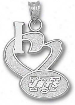 New York Jets Sterling Silver ''i Heart'' Logo 3/4'' Pendant