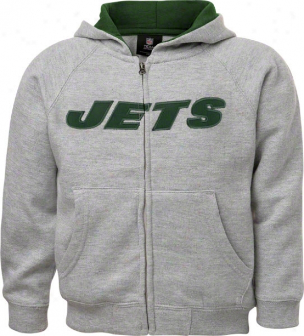 New York Jets Toddler Grey Sportsman Full-zip Fleece Hooded Sweatshirt