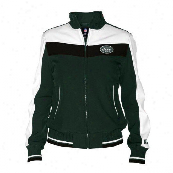 New York Jets Women's Dazzle Script Green Full-zip Track Jacket