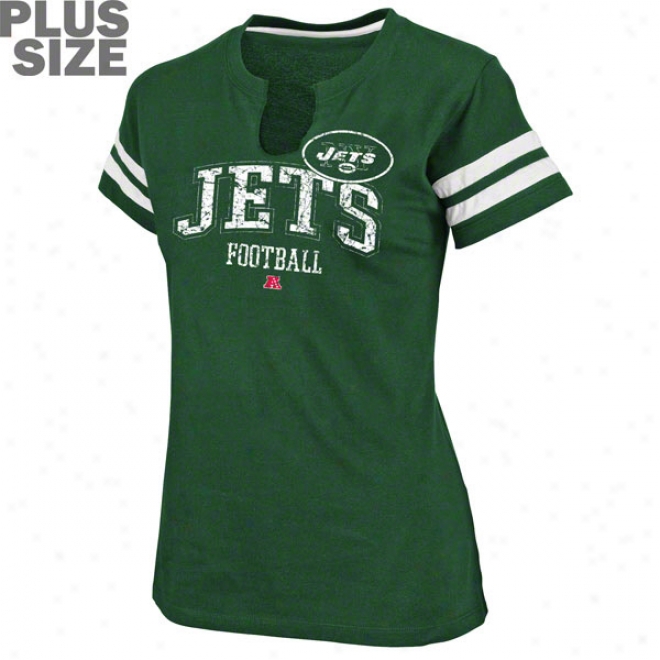 New York Jets Women's Plus Size Go Conducive to Pair Split Neck Top
