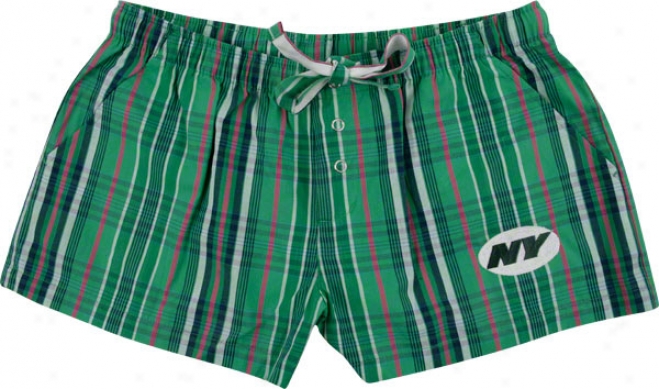 New York Jets Women's Image Plaid Kelly Green Shorts