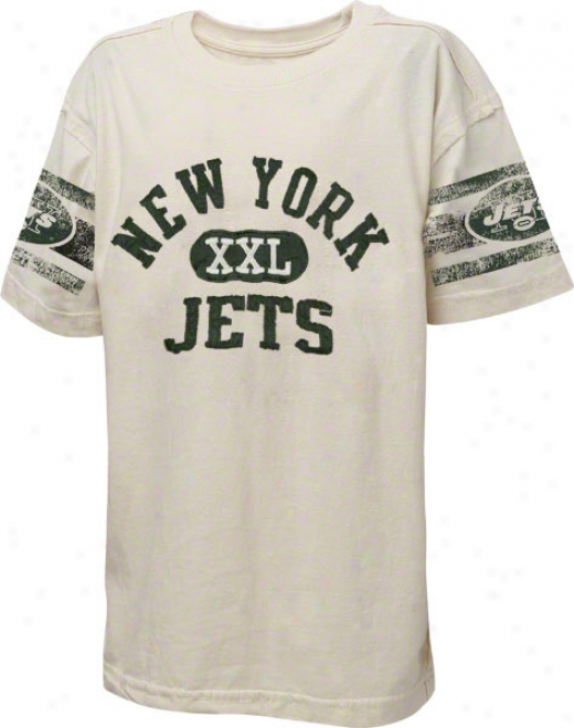 New York Jets Youth Xxl Graphic Vintage Paper White T-shirt