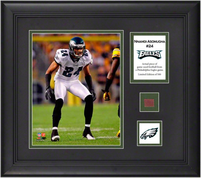 Nnamdi Asomugha Framed 8x10 Photograph  Details: Philadelphia Eagles, With Game-used Football Piece And Descriptive Plate