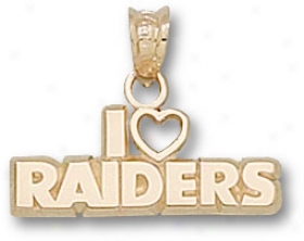 Oakland Raiders 14k Gold ''i Raiders'' Heart Pendant