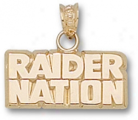 Oakland Raiders 14k Gold ''raider Nation'' Pendant