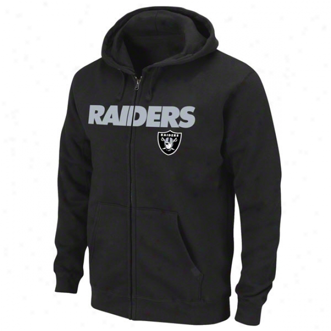 Oakland Raiders Black Classic Heavyweight Ii Full-zip Fleece Cucullate Sweatshirt