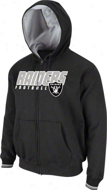 Oakland Raiders Black Overtime Victory Full-zip Fleece Hooded Sweatshirt