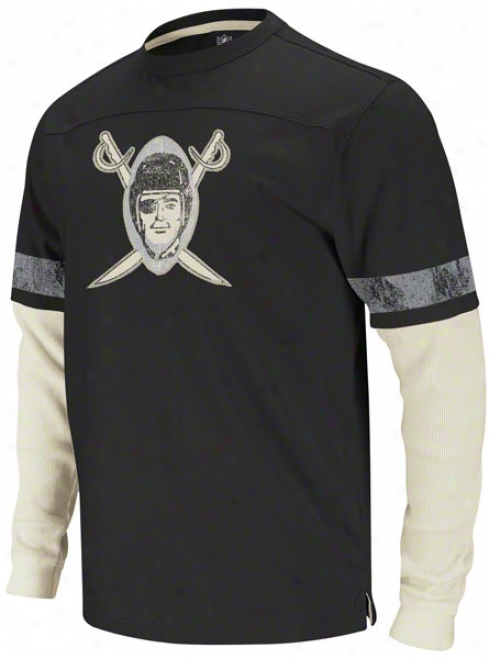 Oakland Raiders Blaxk Vintage Thermal Long Sleeve Shirt