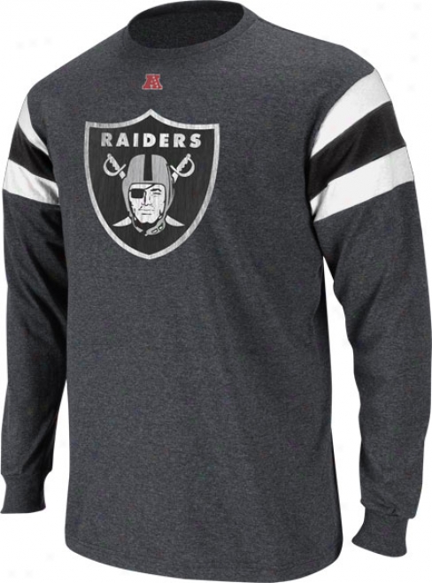 Oakland Raiders Charcoal End Of Line Iii Long Sleeve Jersey Shirt