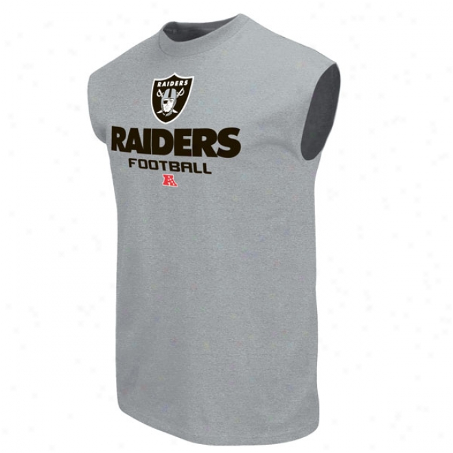 Oakland Raiders Gray Critical Victory V Sleeveless T-shirt