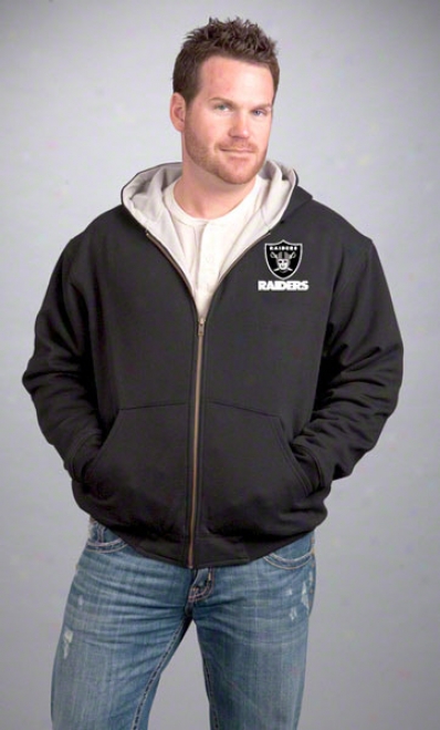 Oakland Raiders Jacket: Black Reebok Hooded Craftsman Jacket
