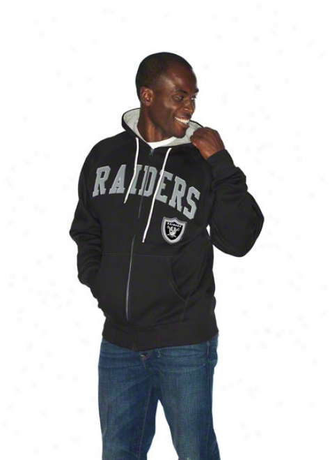 Oakland Raiders Step Single Full-zip Hooded Sweatqhirt