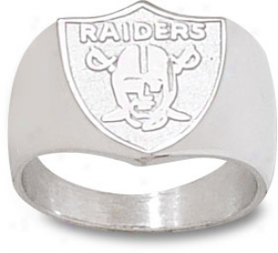 Oakland Raiders Sterling Silver Logo 5/8'' Ring Bigness 10 1/2