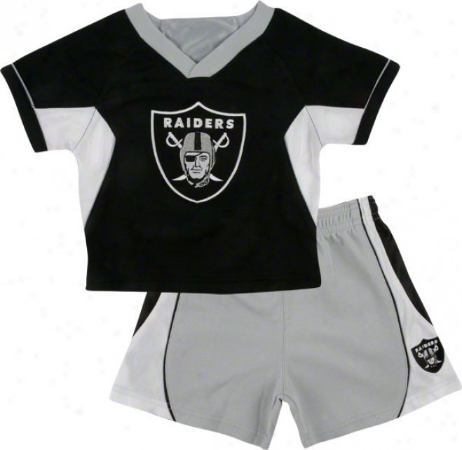 Oakland Raiders Toddler Raglan Crew Shirt And Shorts Combo Pack