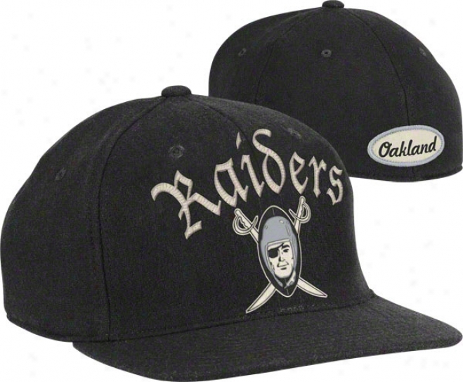 Oakland Raiders Vintage Hat: Melton Wool Lifestyle Flat Brim Flex Hat