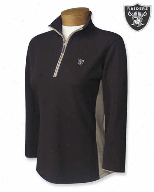 Oakland Raiders Women's 3/4 Sleeve Colorblock Half Zip Mock