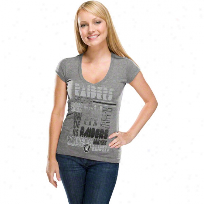 Oakland Raiders Women's Victory Play Iii Gray T-shirt