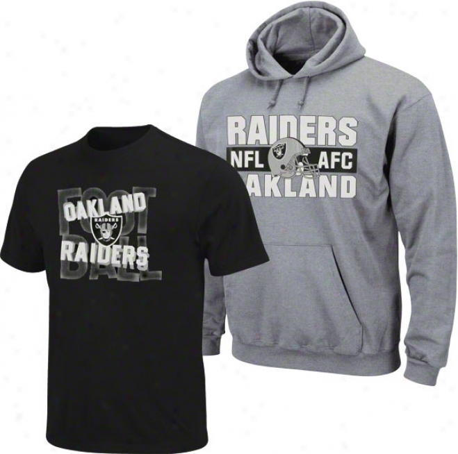 Oakland Raiders Youth Grey/black Hopd & Tee Combo Pack