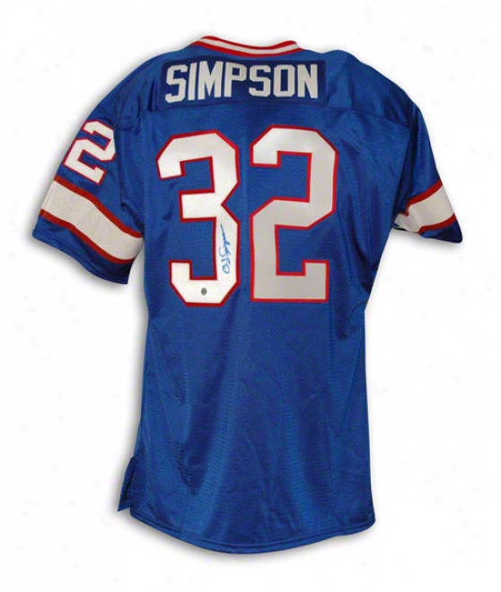 O.j. Simpson B8ffalo Bills Autographed Blue Throwback Jersey