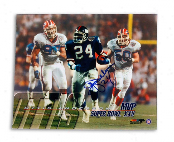 Ottis ''oj'' Anderson New York Giants -sb Xxv Mvp Shot- 8x10 Autographed Photograph