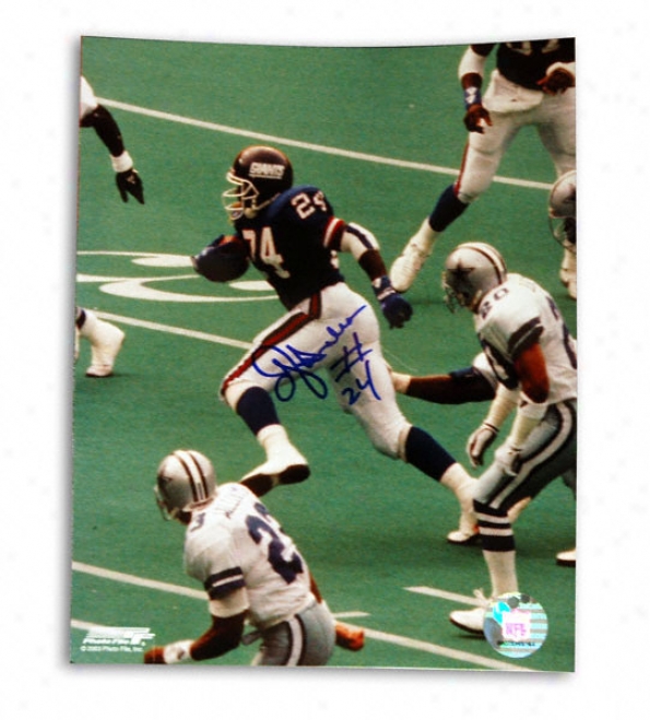 Ottis ''oj'' Anderson New York Giants -vs Dallas- 8x10 Autographed Photoyraph