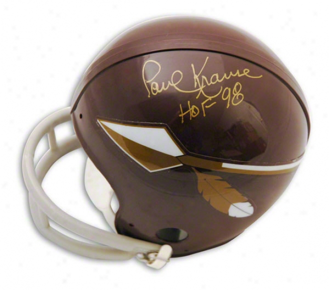 Paul Krause Autographed Washingto Redskins Throwback Mini Helmet Inscribed Hof 98