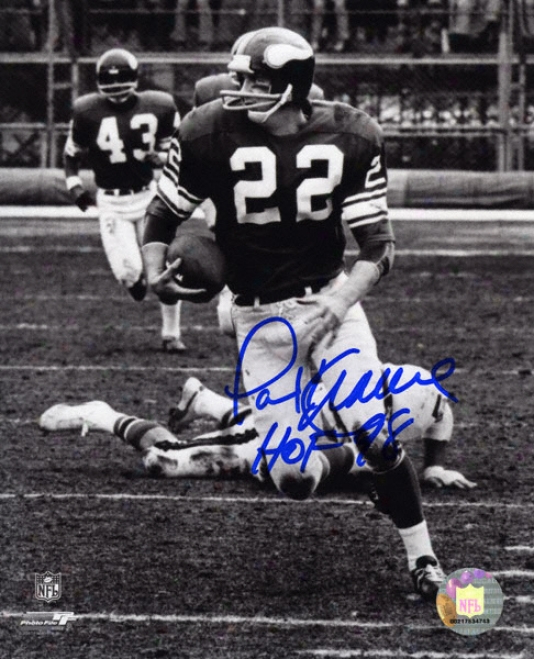 Paul Krause Minnesota Vikings - Action - Autographed 8x10 Photogrph With Hof 98 Inscription