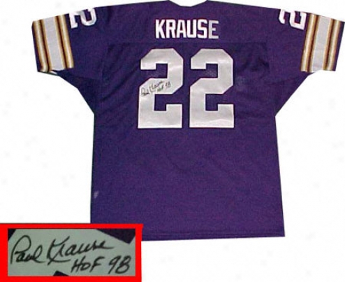 Paul Krause Minnesota Vikings Autographed Purple Throwback Jersry