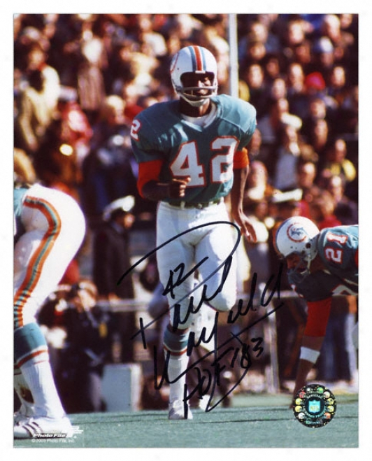 Paul Warfield Miami Dolphins Autographed 8x10 Photograph With Hall Of Fame 1993 Inscription