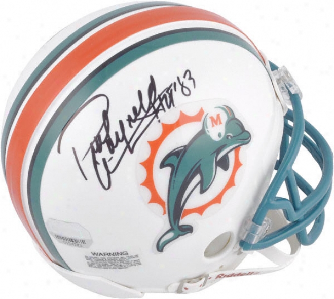 Paul Warfield Miami Dolphins Autographed Mini Helmet In the opinion of Hall Of Fame 1983 Inscription