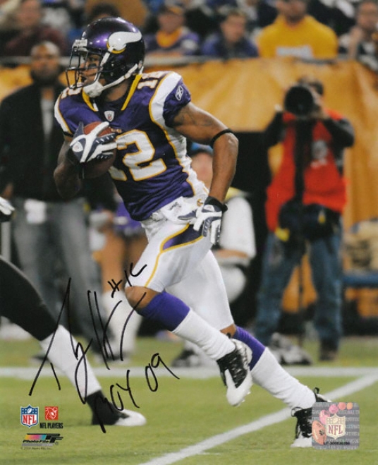 Percy Harvin Minnesota Vikings Autographed 8x10 Photograph With Roy'09 Inscription